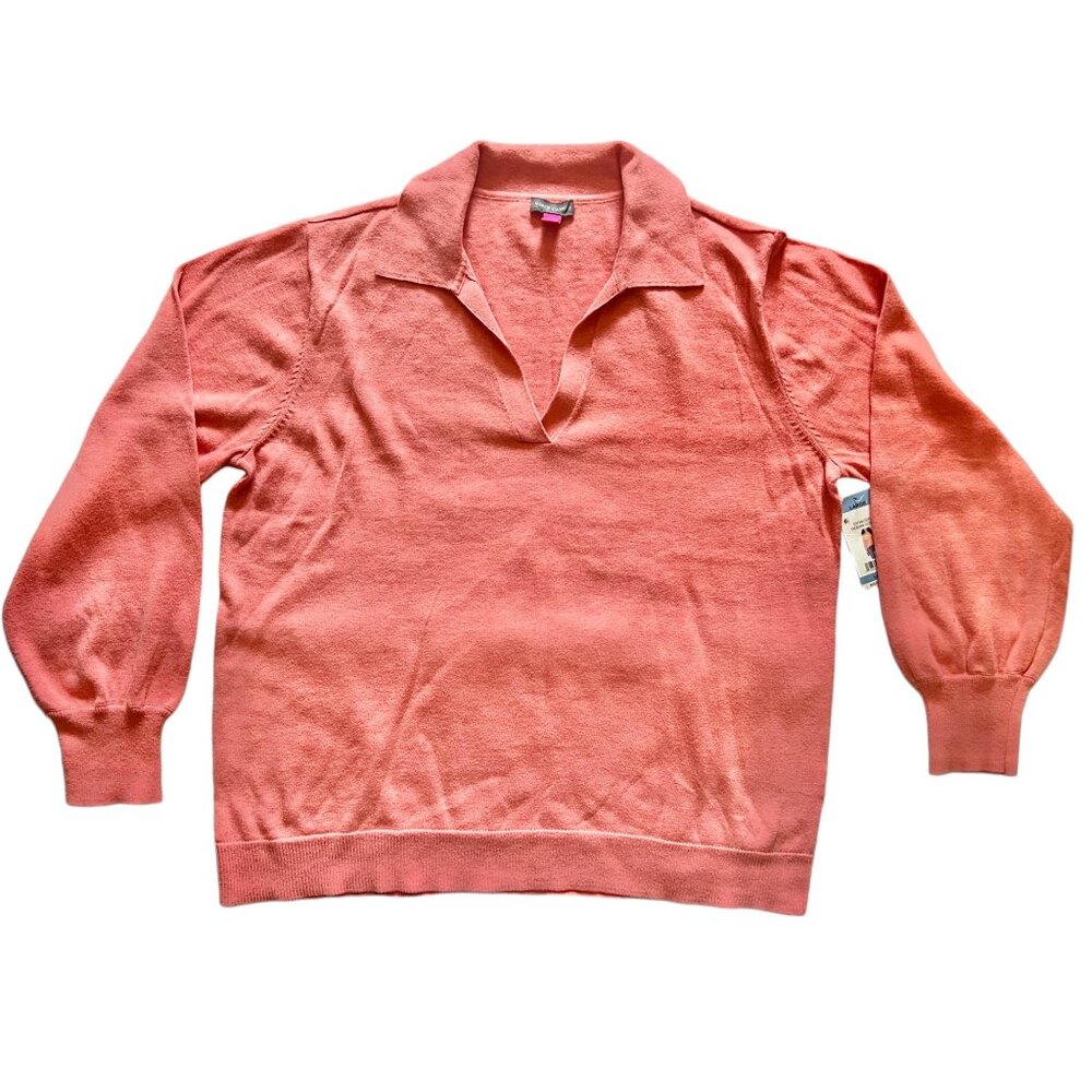 Vince Camuto Women’s Knit Shirt Size L Ocean Coral NWT Pull on - Picture 2 of 11